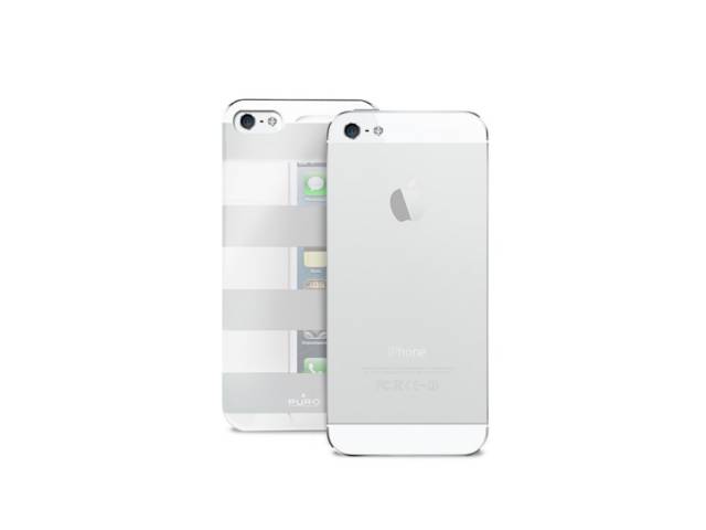 PURO coque Stripe pour iPhone 55S argent et blanc