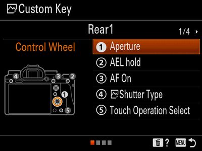 Affichage des touches en cours de personnalisation sur le Sony Alpha 9.