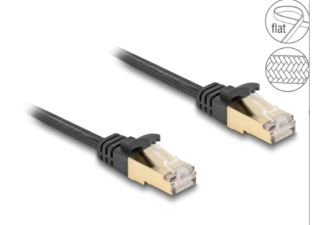 Delock Câble de réseau RJ45 plat avec chemise tressée Cat.6A U/FTP mâle - mâle 0.25 m noir