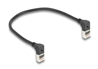 Delock RJ45 câble de réseau Cat.6A S/FTP fin coudé 90° haut / haut 0.5 m noir