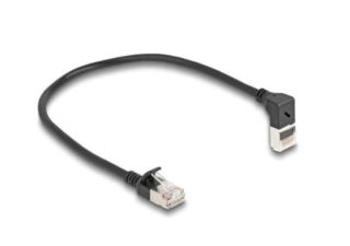Delock RJ45 câble de réseau Cat.6A S/FTP fin coudé 90° haut / droit 3 m noir