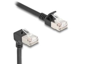 Delock RJ45 câble de réseau Cat.6A S/FTP fin coudé 90° haut / droit 3 m noir